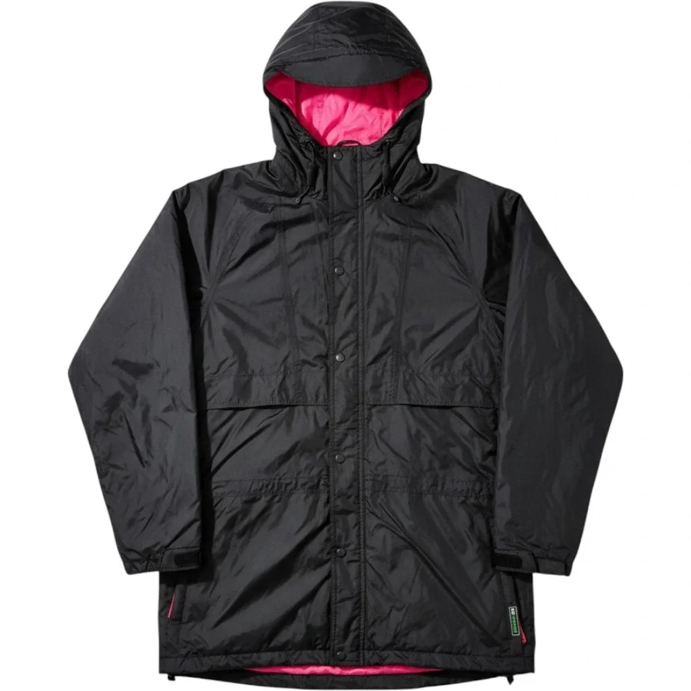 Helly Hansen Packable Rain Jacket XL Black Neon Pink Hooded Windbreaker Gorpcore
